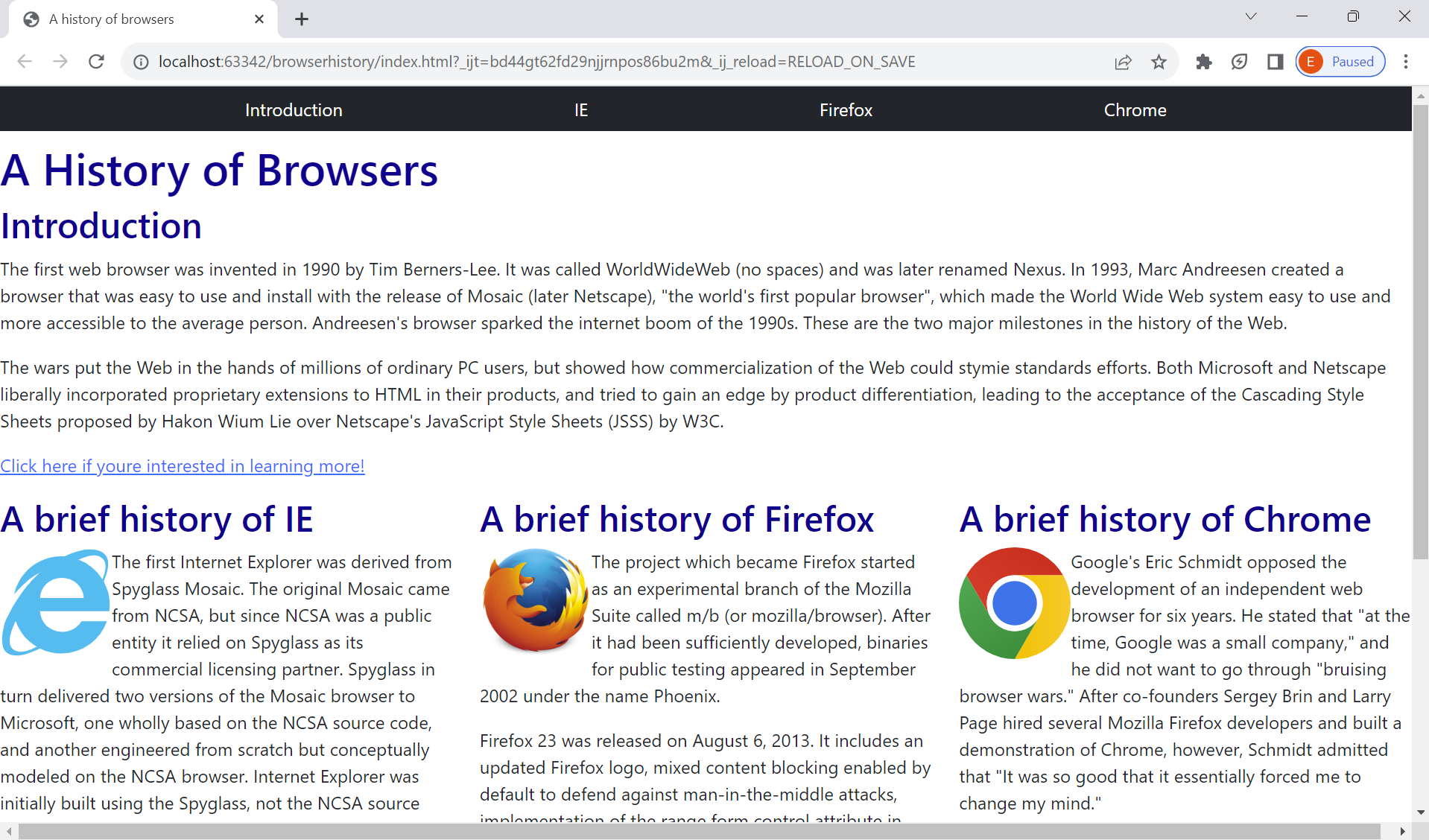 HTML/CSS Example